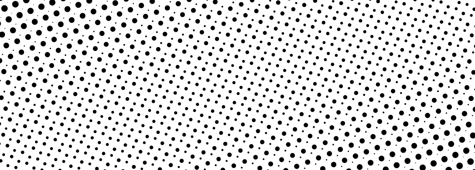 Black halftone dot texture overlay on white wide background.
